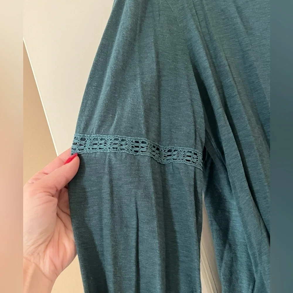 Lucky Brand Teal Long Sleeve Boho Blouse Women’s Size Small - Picture 2 of 12